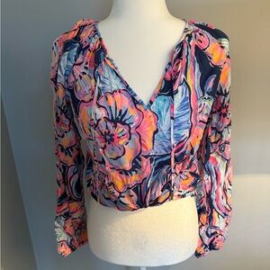 Lilly Pulitzer Floral Top - Pink, Blue, Orange
